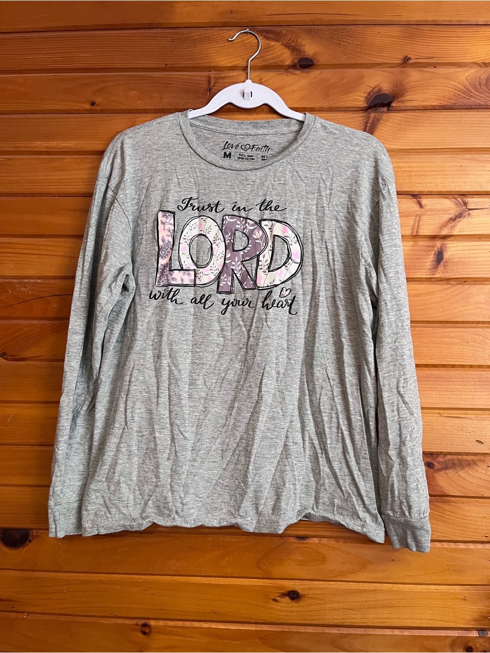 Live & Faith Women's Grey Long-Sleeve Tee - 'Trust in the LORD' Graphic